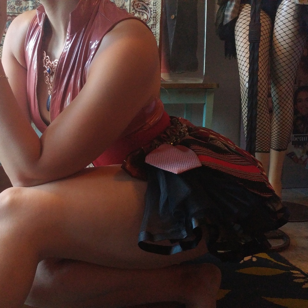 Hand made upcycled men's tie bustle.